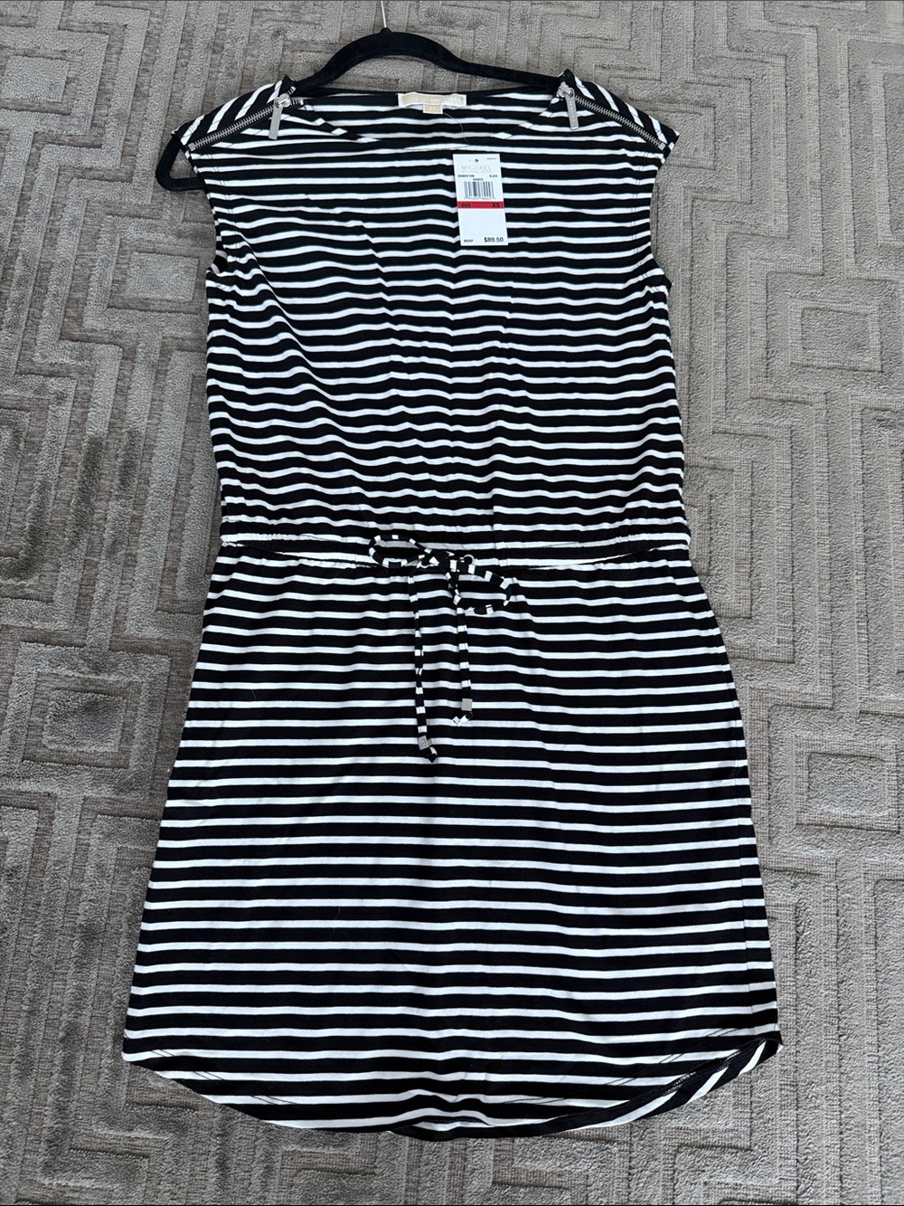 BNNW Michael Kors Knit Black & White Striped Drawstring